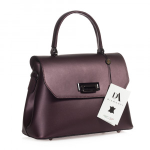 Geanta dama din piele naturala DiAmanti Cesara Bordo Metallico